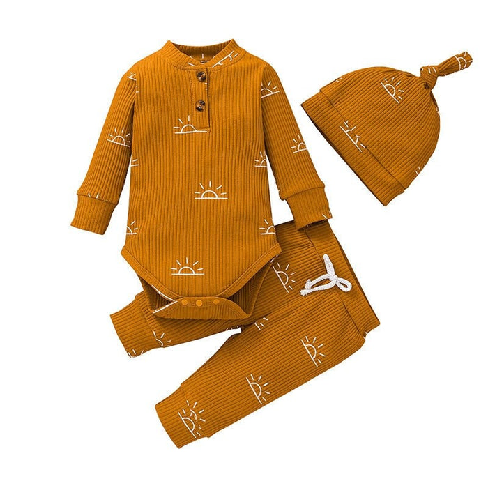 3 Pcs Baby Casual Jumpsuit With Hat