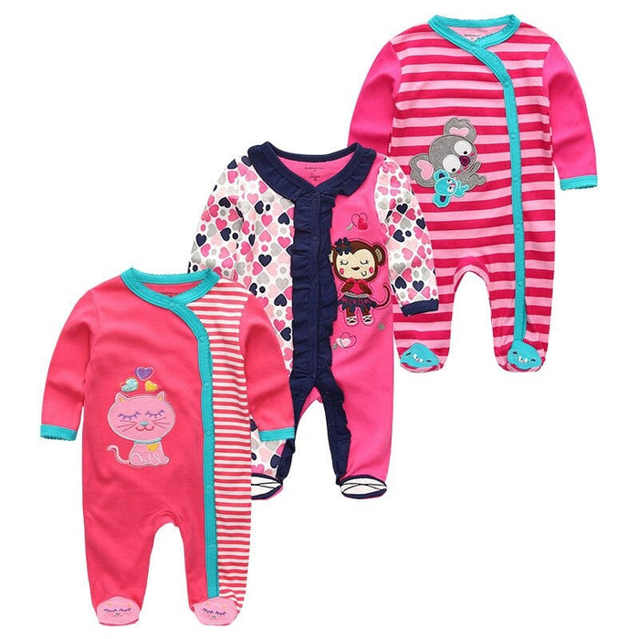 Multicolor Cotton Warm Full Sleeve Rompers For Baby