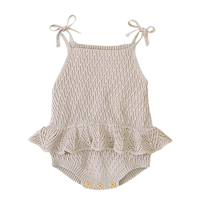 Girl's Knitted Jumpsuit Suspender Ruffled