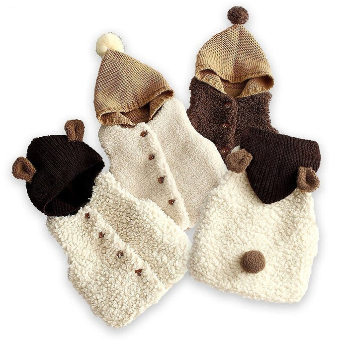 Winter Baby Hooded Knitted Vest Coat