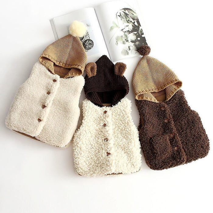 Winter Baby Hooded Knitted Vest Coat