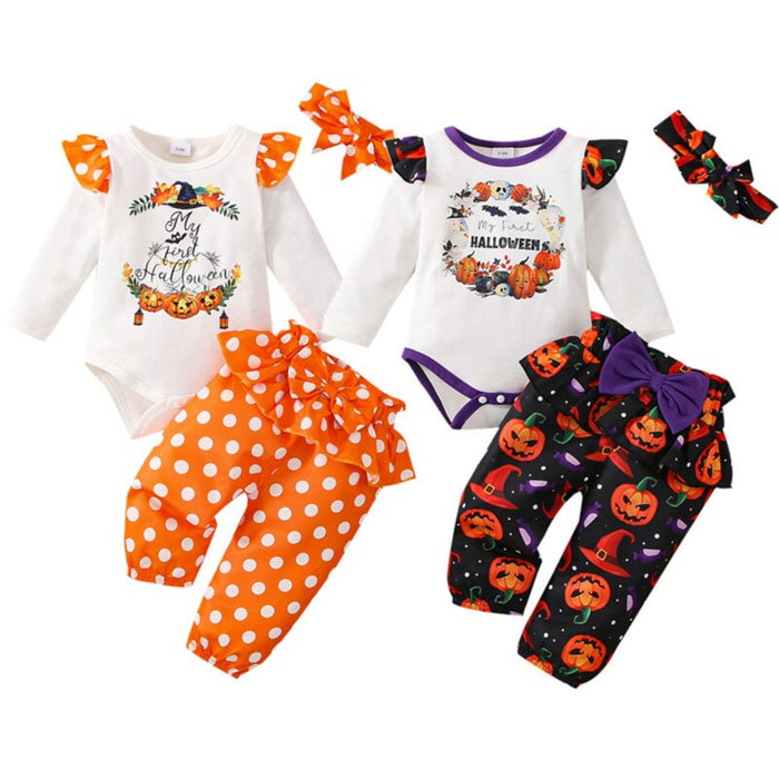 Baby Girl Pumpkin Romper Set