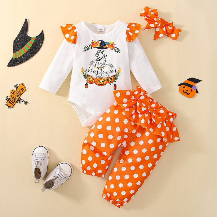 Baby Girl Pumpkin Romper Set