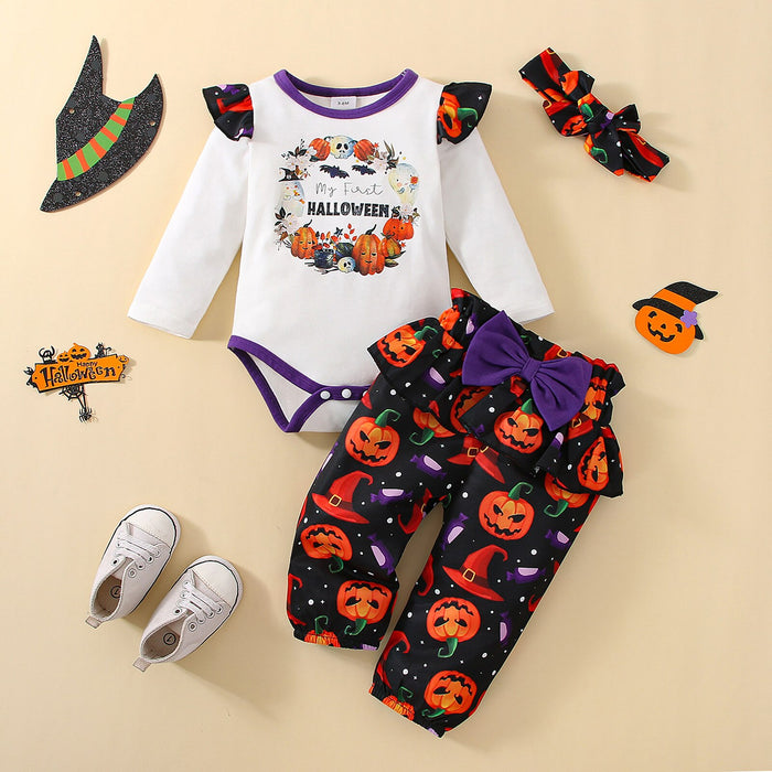 Baby Girl Pumpkin Romper Set