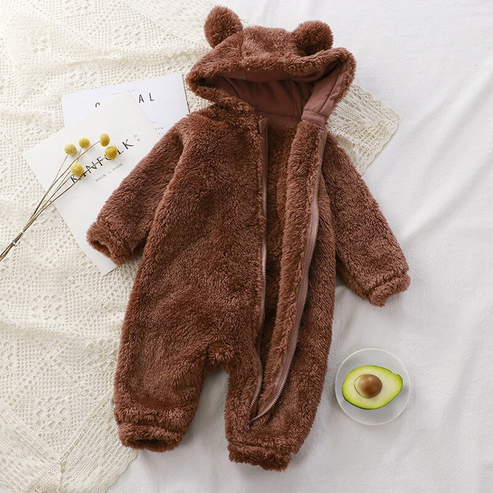 Winter Thick Warm Hooded Baby Romper