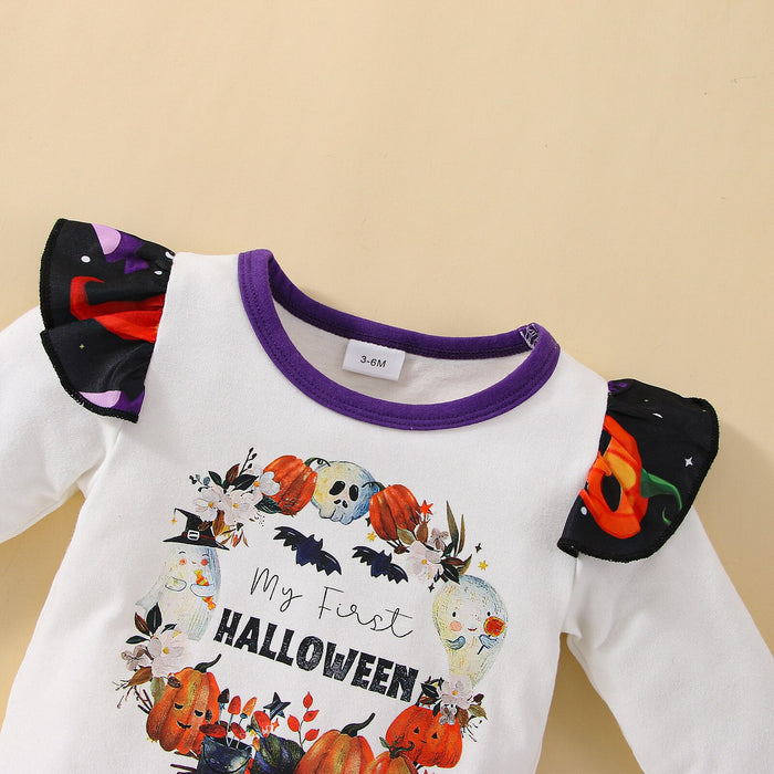 Baby Girl Pumpkin Romper Set