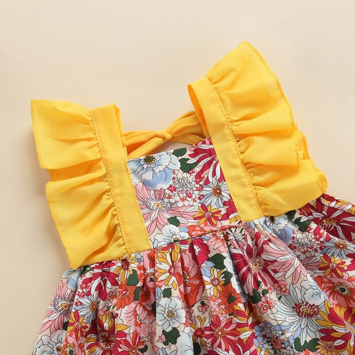 The Ruffled Shoulders Floral Dress