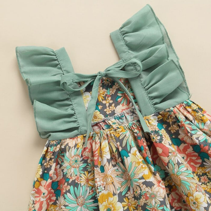 The Ruffled Shoulders Floral Dress