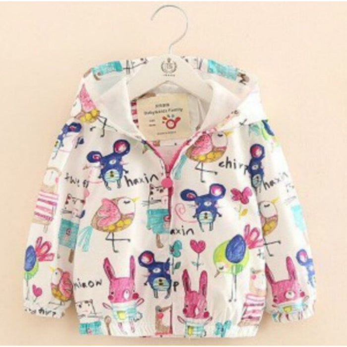 Funky Printed Cartoon Hooded Coat