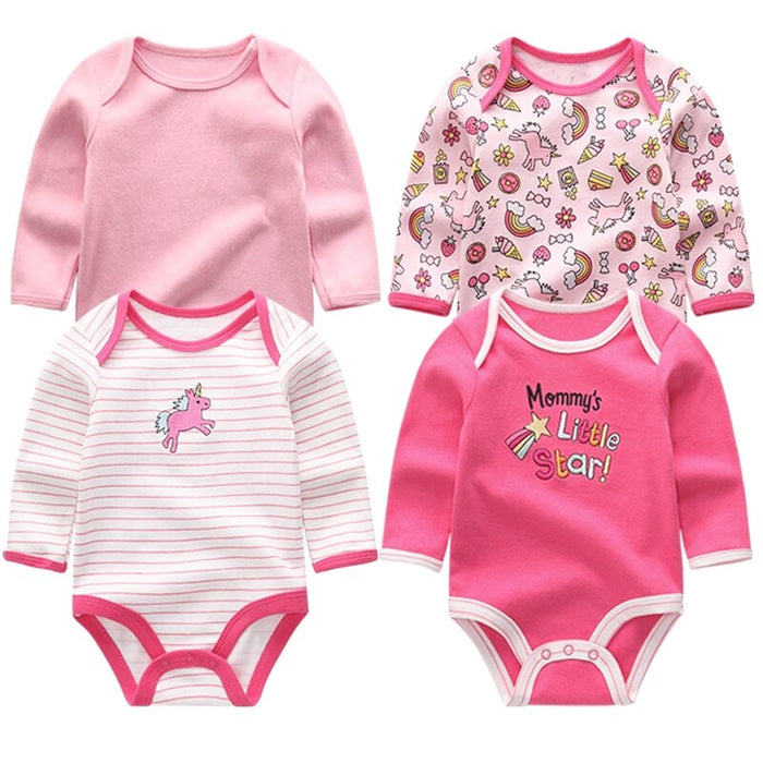 4Pcs Newborn Long-Sleeved Jumpsuits