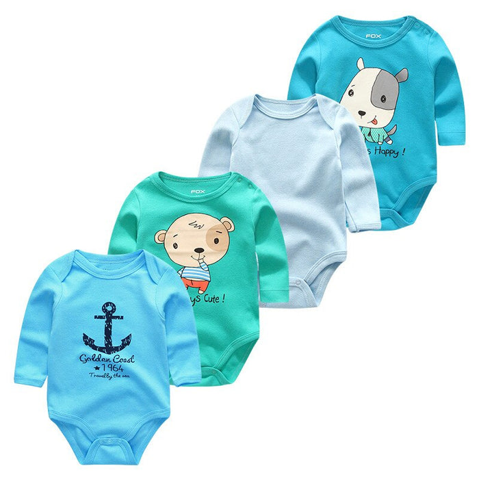 4 Pcs Of Newborn Long-Sleeved Jumpsuits Set