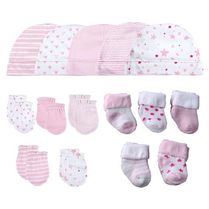 Fall Winter Newborn Baby Hats, Gloves & Socks Sets