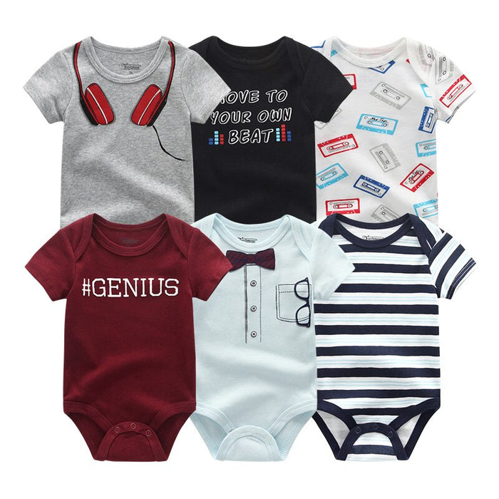 6Pcs O-Neck Short Sleeve Bodysuits