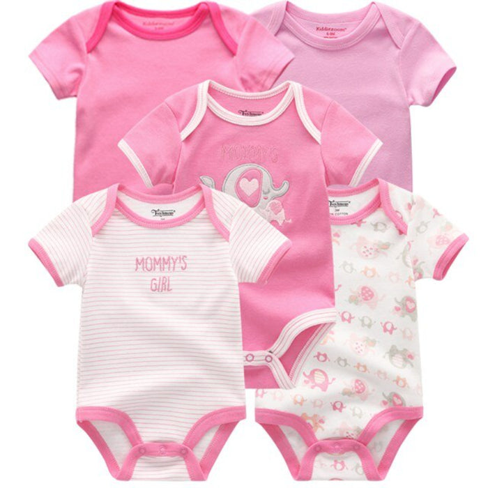 5Pcs Casual Printed Infant Bodysuit