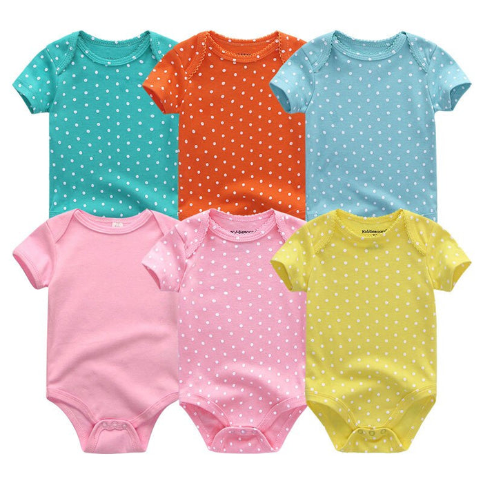 6Pcs O-Neck Short Sleeve Bodysuits