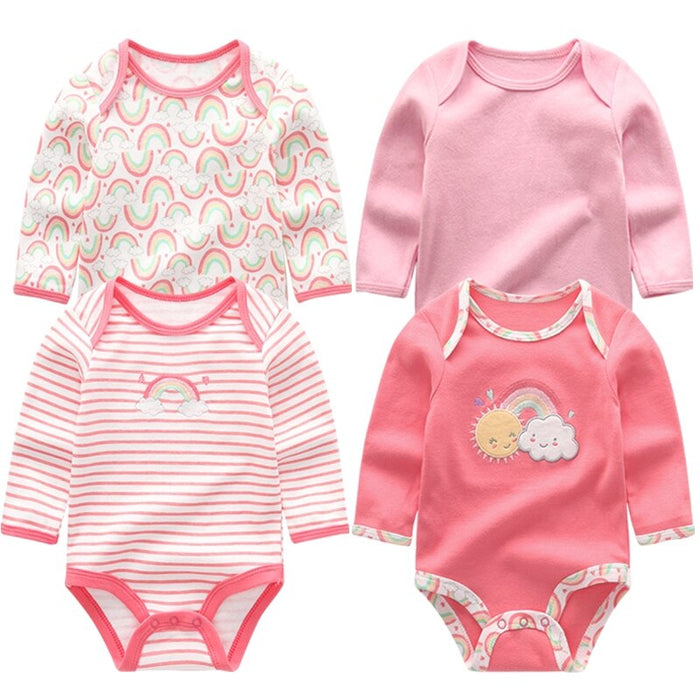 4Pcs Newborn Long-Sleeved Jumpsuits