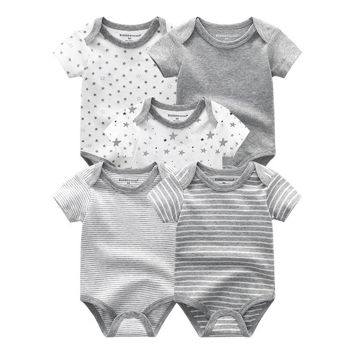 5Pcs Casual Printed Infant Bodysuit