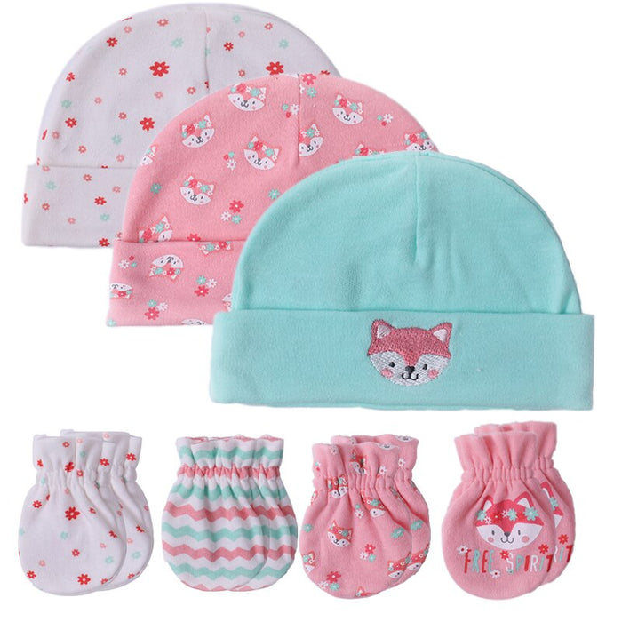 Newborn Unisex Cotton Hats And Gloves Sets