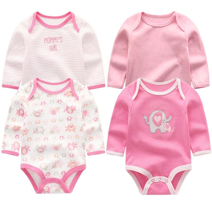 4Pcs Newborn Long-Sleeved Jumpsuits