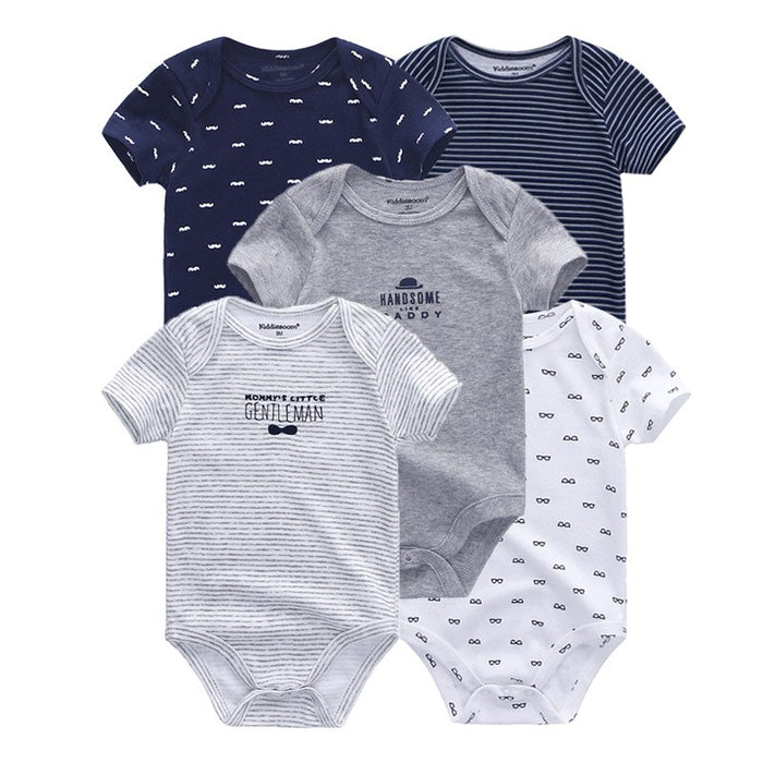 5Pcs Casual Printed Infant Bodysuit