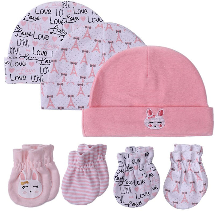 Newborn Unisex Cotton Hats And Gloves Sets