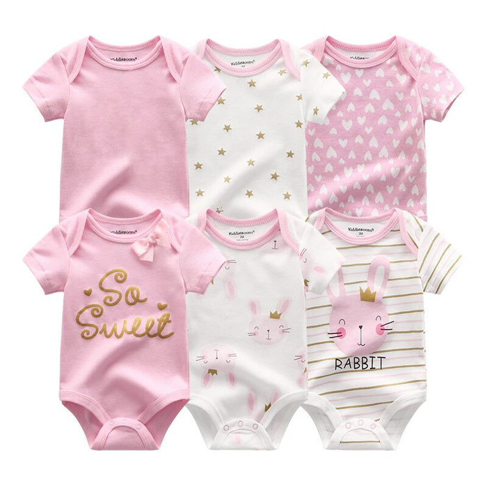 6Pcs Of Short Sleeve O-Neck Bodysuits