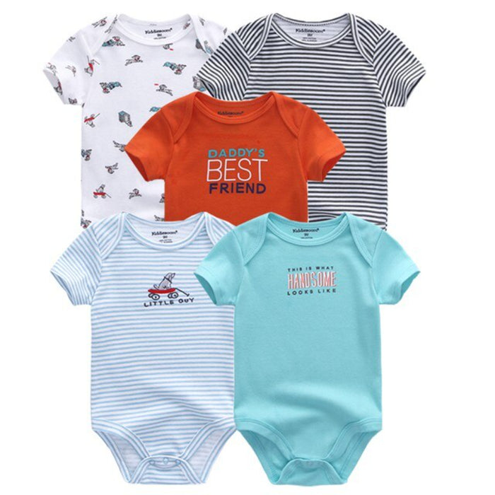 5Pcs Casual Printed Infant Bodysuit