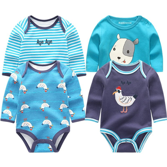 4Pcs Newborn Long-Sleeved Jumpsuits