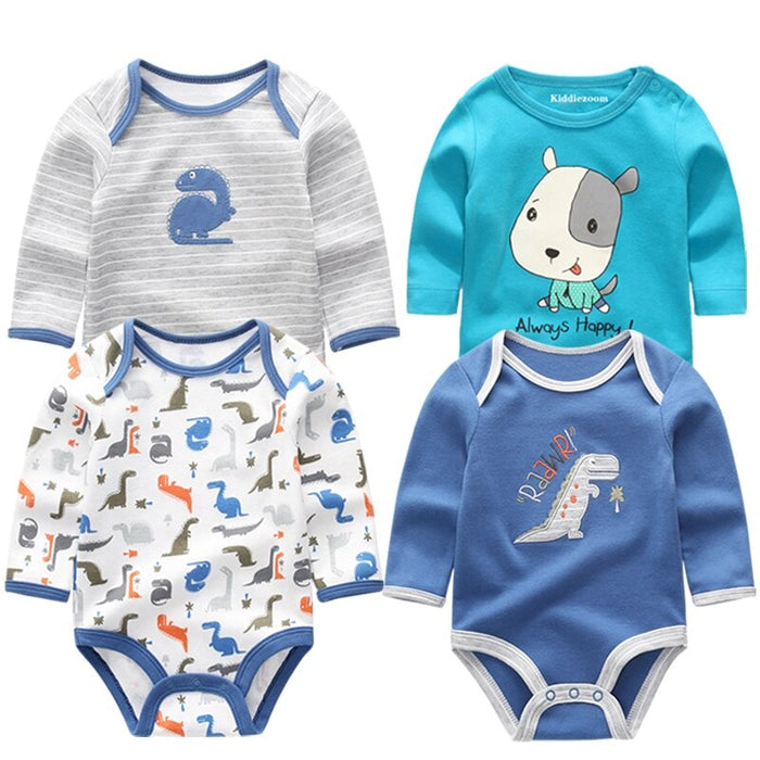 4Pcs Newborn Long-Sleeved Jumpsuits