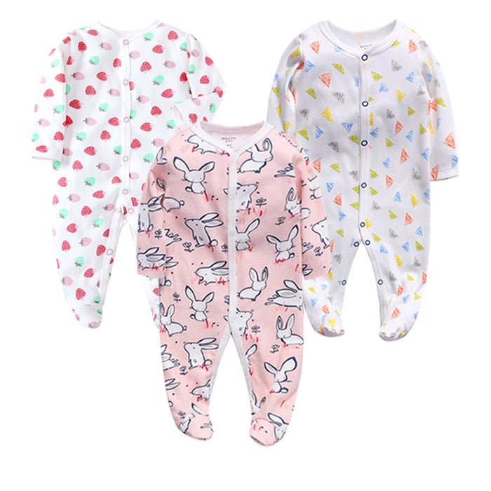 3Pcs Of Infant Floral Rompers