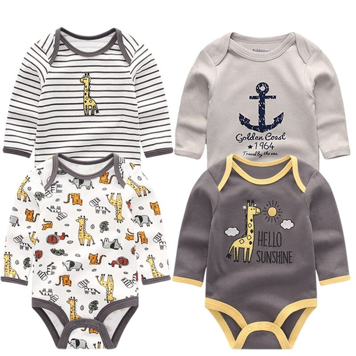 4Pcs Newborn Long-Sleeved Jumpsuits