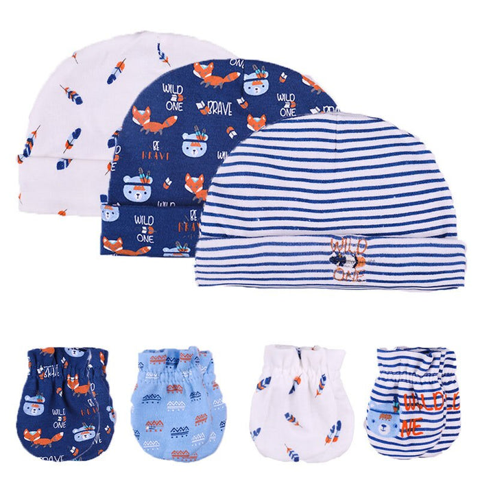 Newborn Unisex Cotton Hats And Gloves Sets