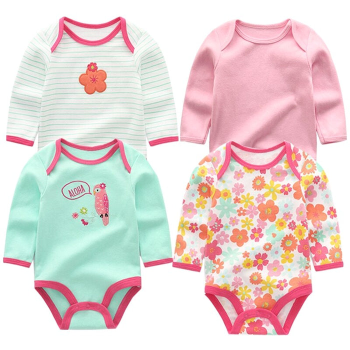 4Pcs Newborn Long-Sleeved Jumpsuits