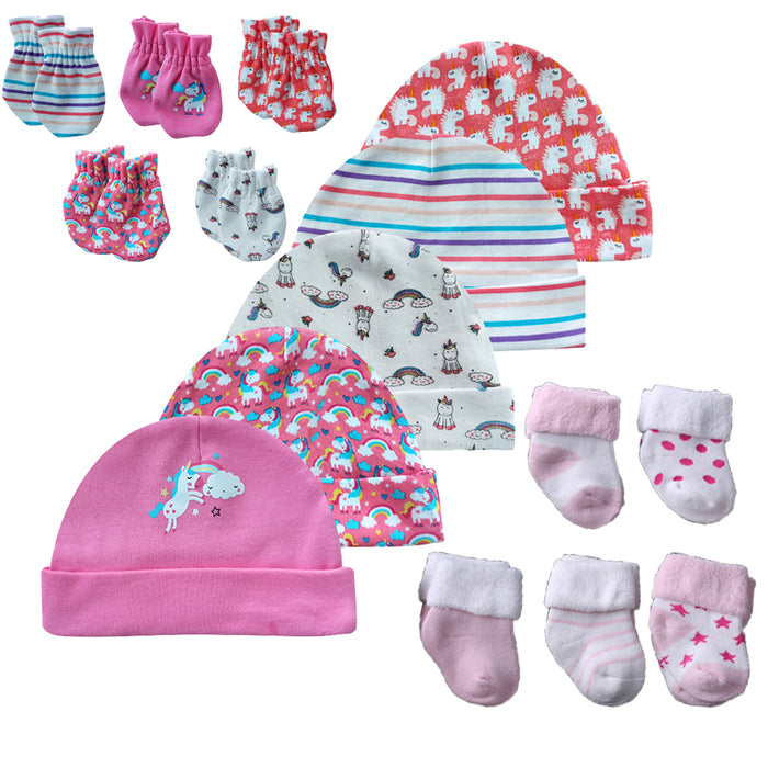 Fall Winter Newborn Baby Hats, Gloves & Socks Sets