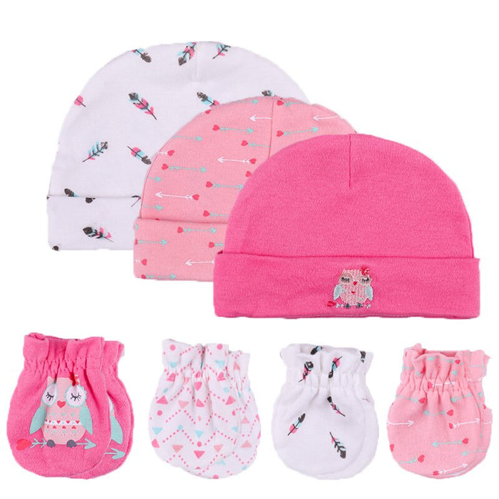 Newborn Unisex Cotton Hats And Gloves Sets