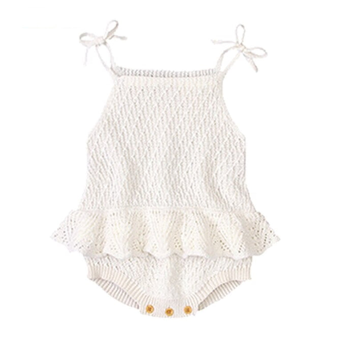 Girl's Knitted Jumpsuit Suspender Ruffled