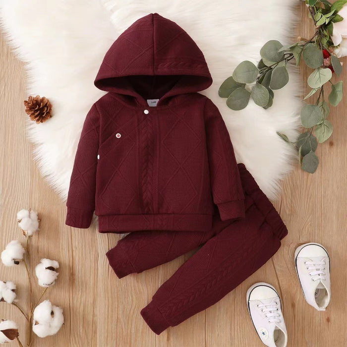 Solid Color Hooded Sweatshirt And Long Pants Sets